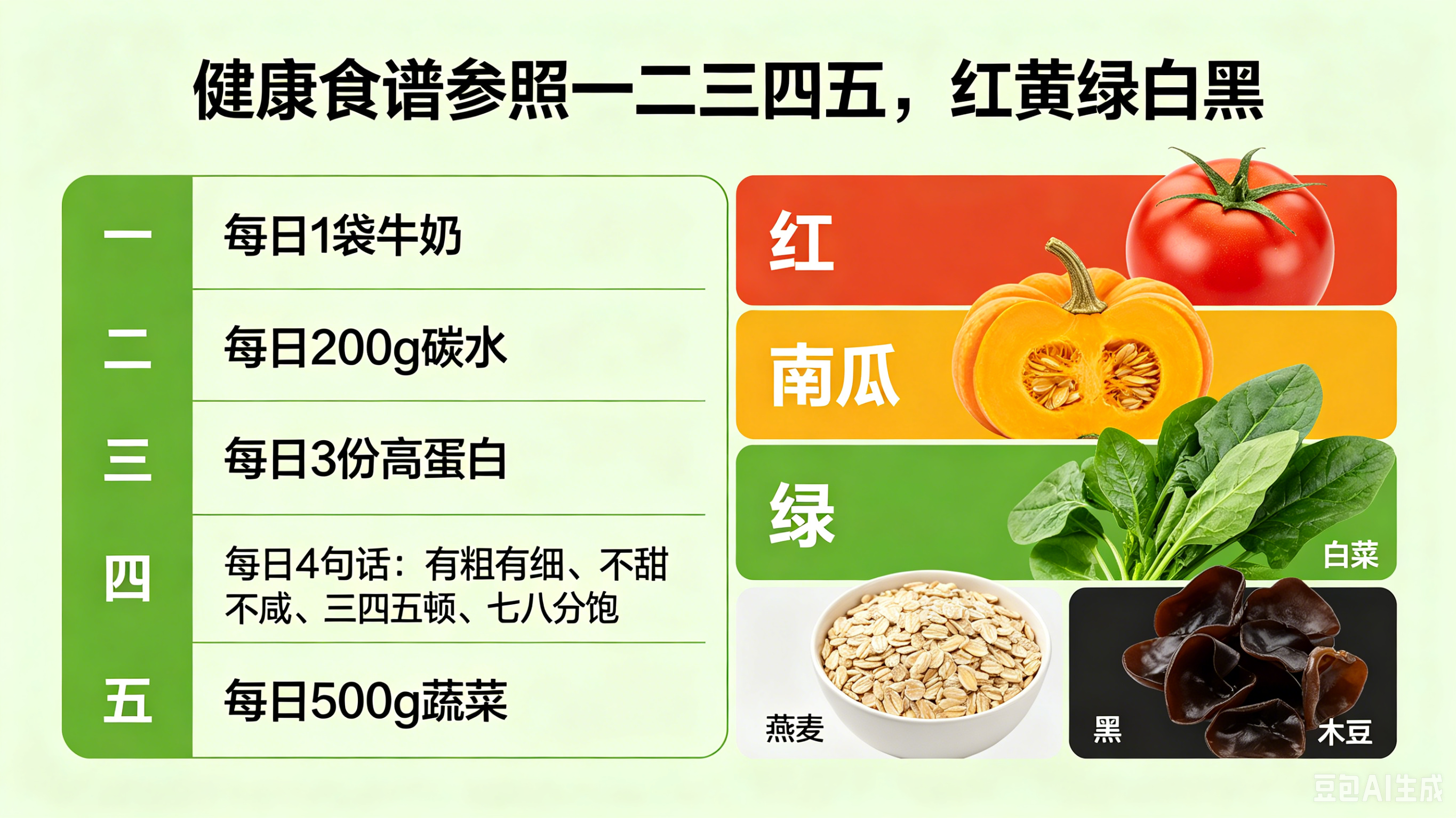 健康食谱参照十个字