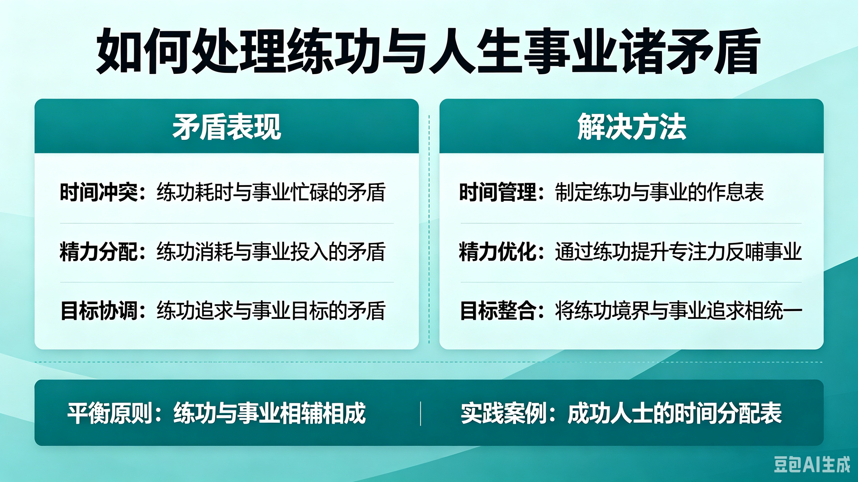 如何处理练功与人生事业诸矛盾